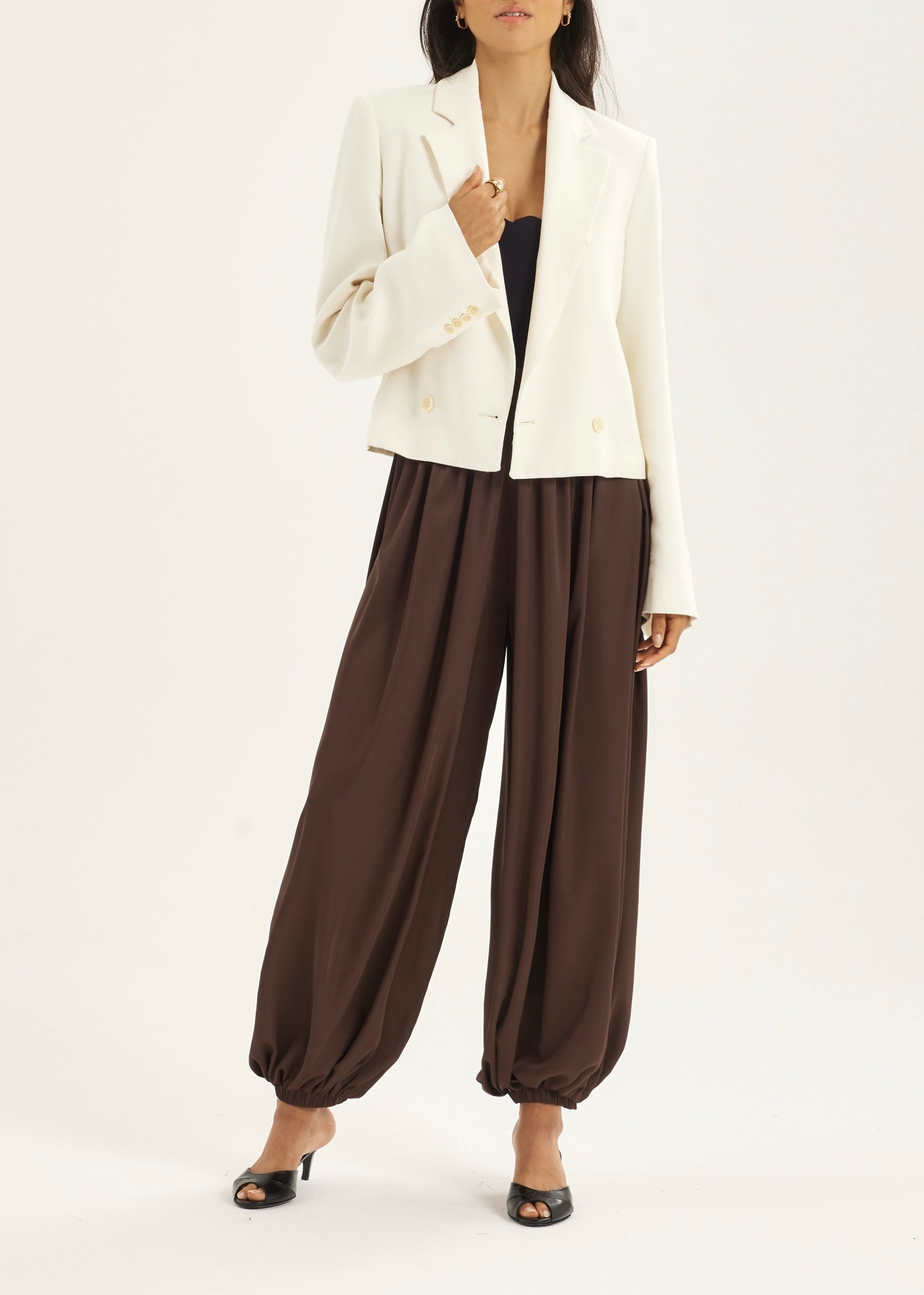 Karlie Satin Balloon Pants | Espresso