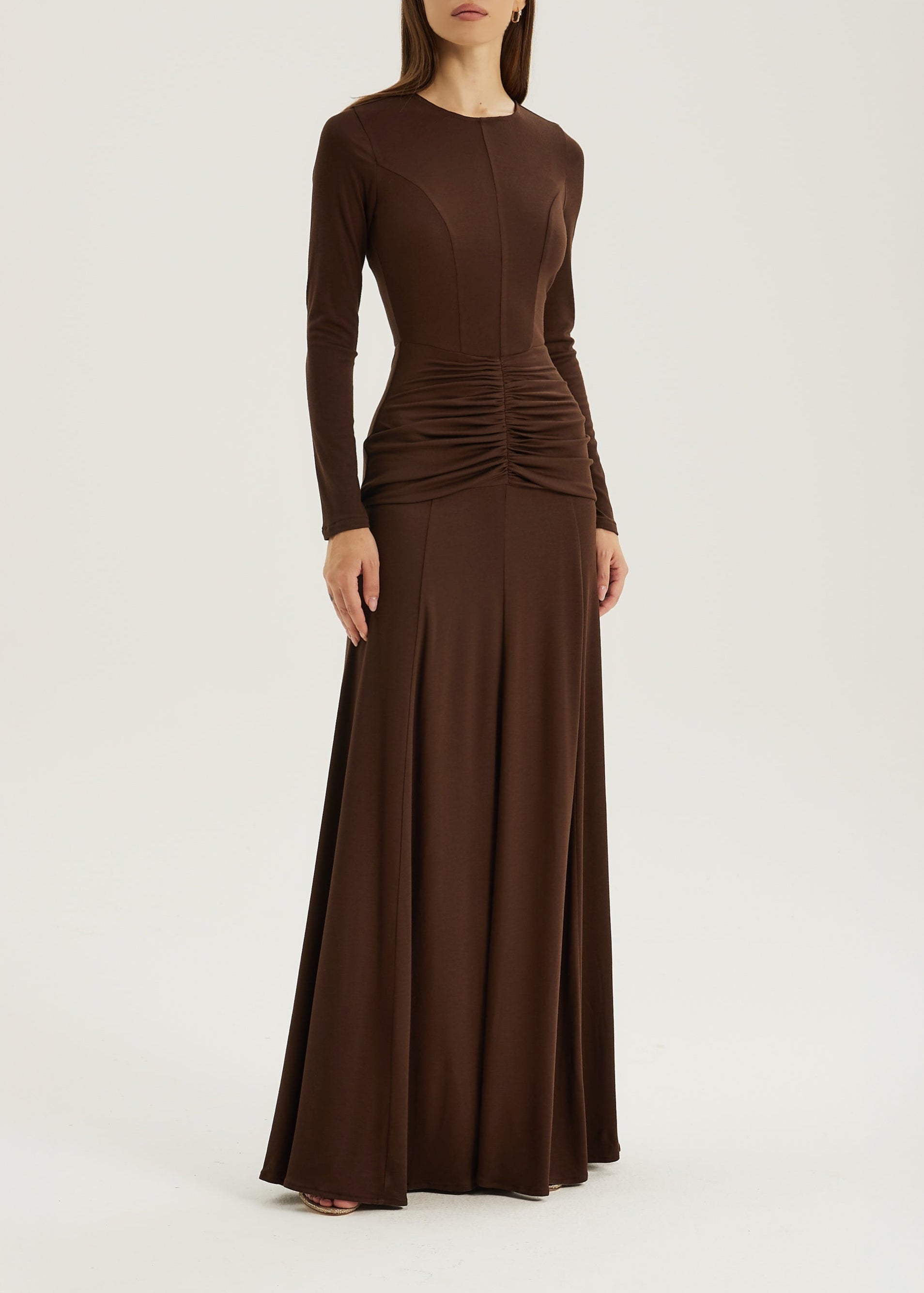 Marzia Elegant Jersey Maxikjole | Sjokolade