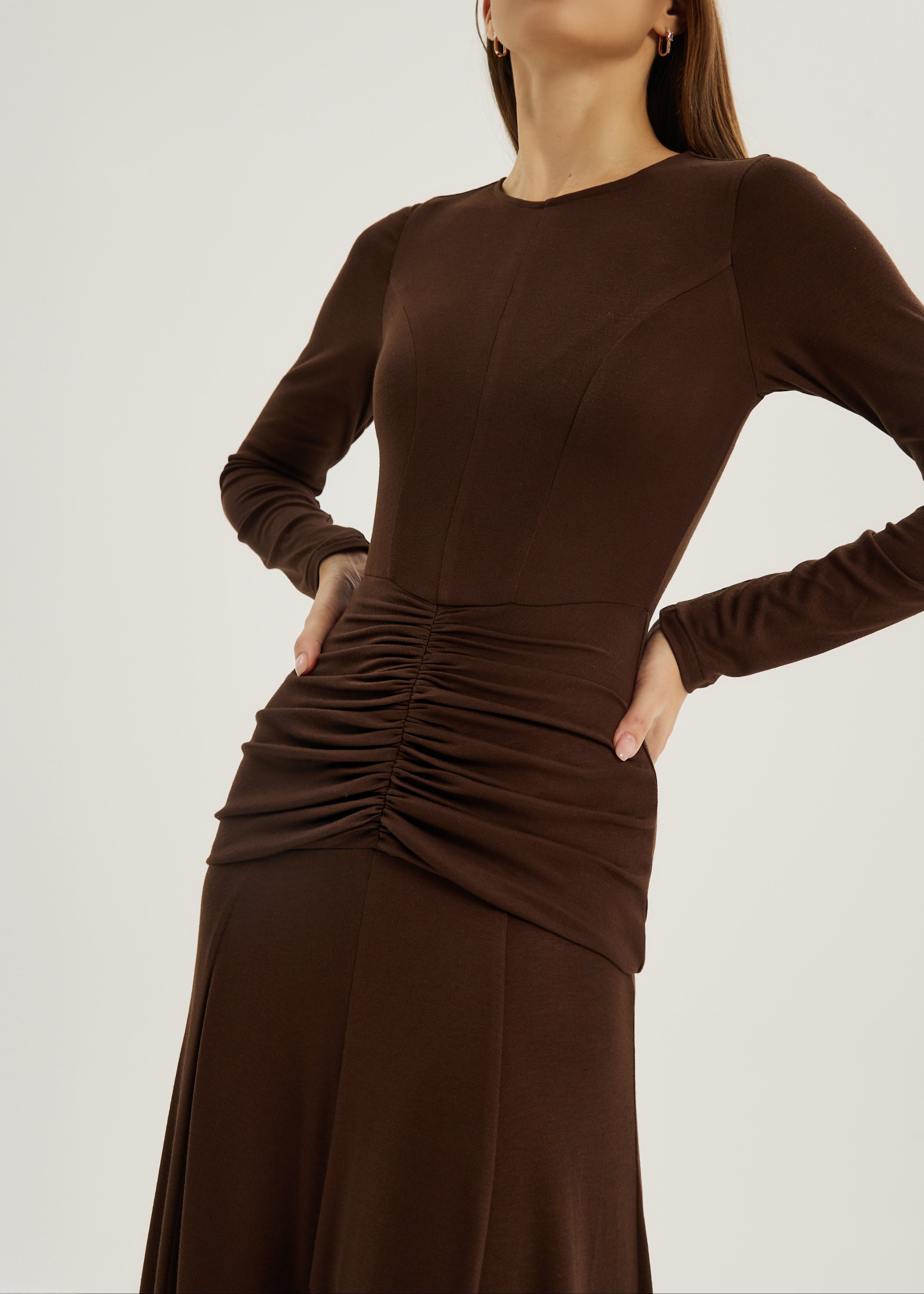 Marzia Elegant Jersey Maxikjole | Sjokolade