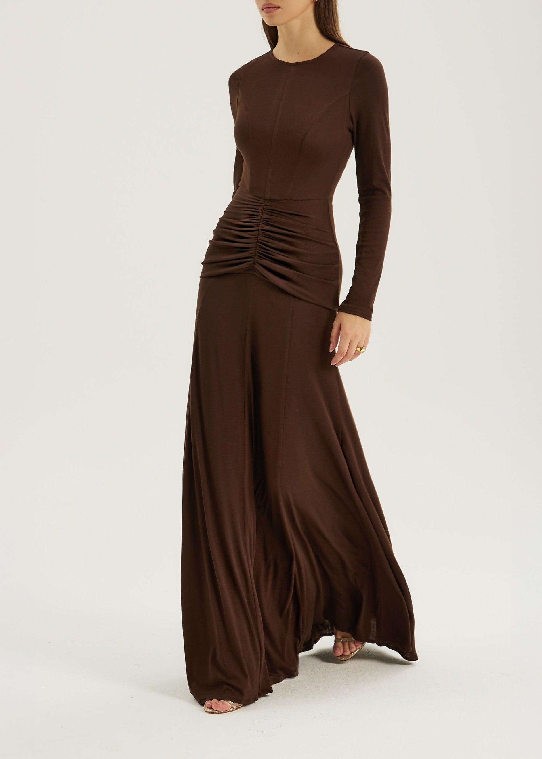 Marzia Elegant Jersey Maxikjole | Sjokolade