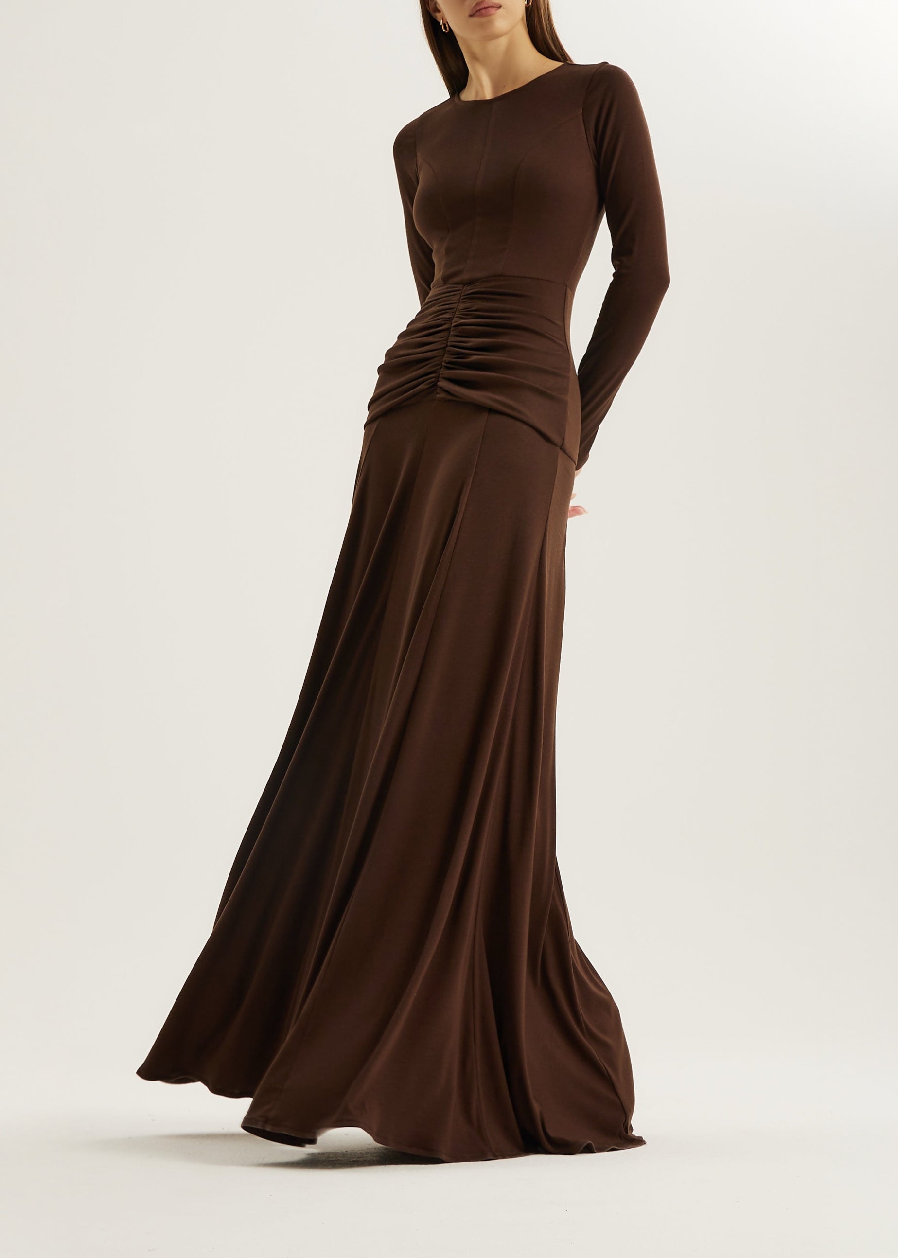 Marzia Elegant Jersey Maxikjole | Sjokolade