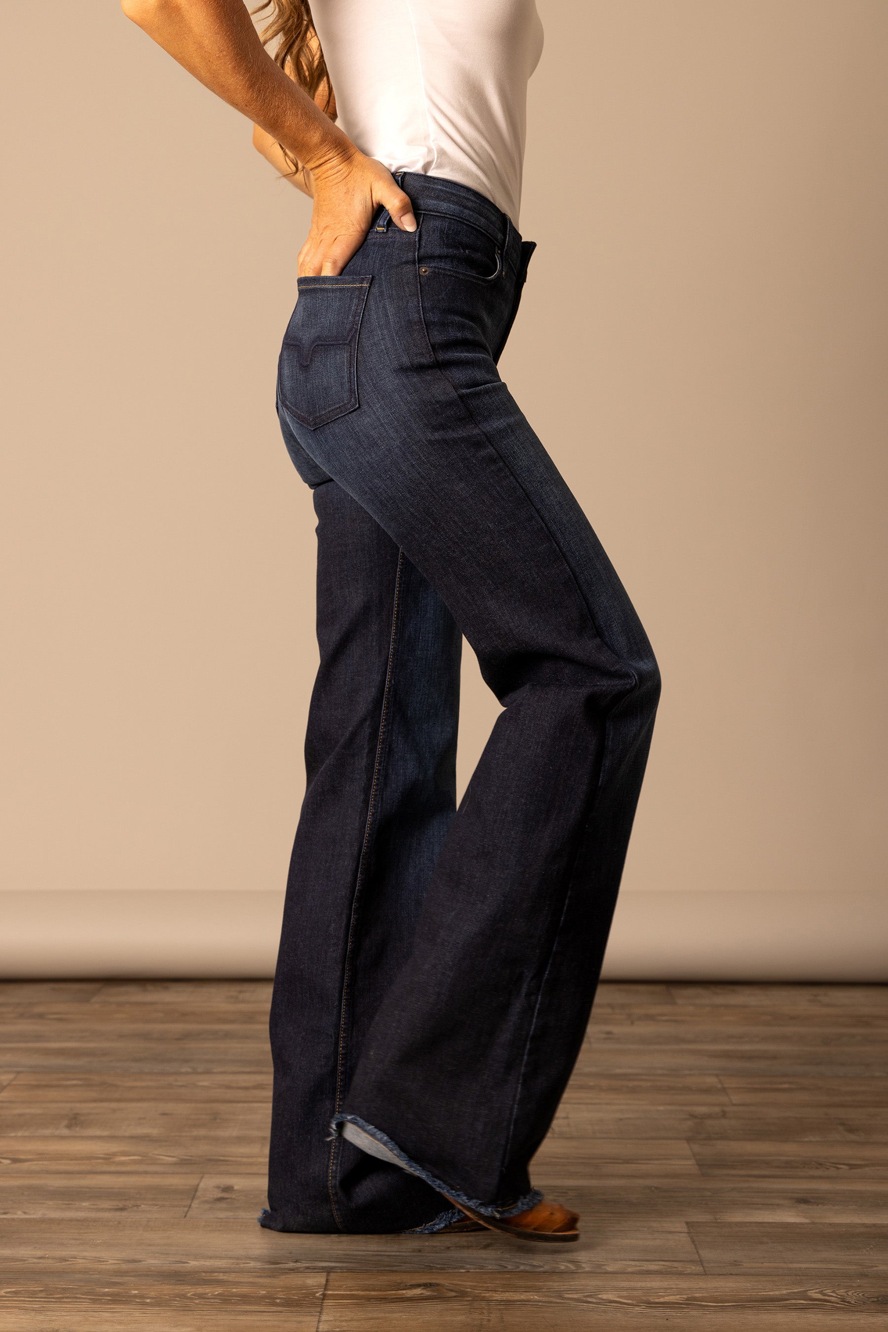 OLIVIA MØRK VASK | TRENDY SLIMFIT DENIM JEANS MED HØY MIJE