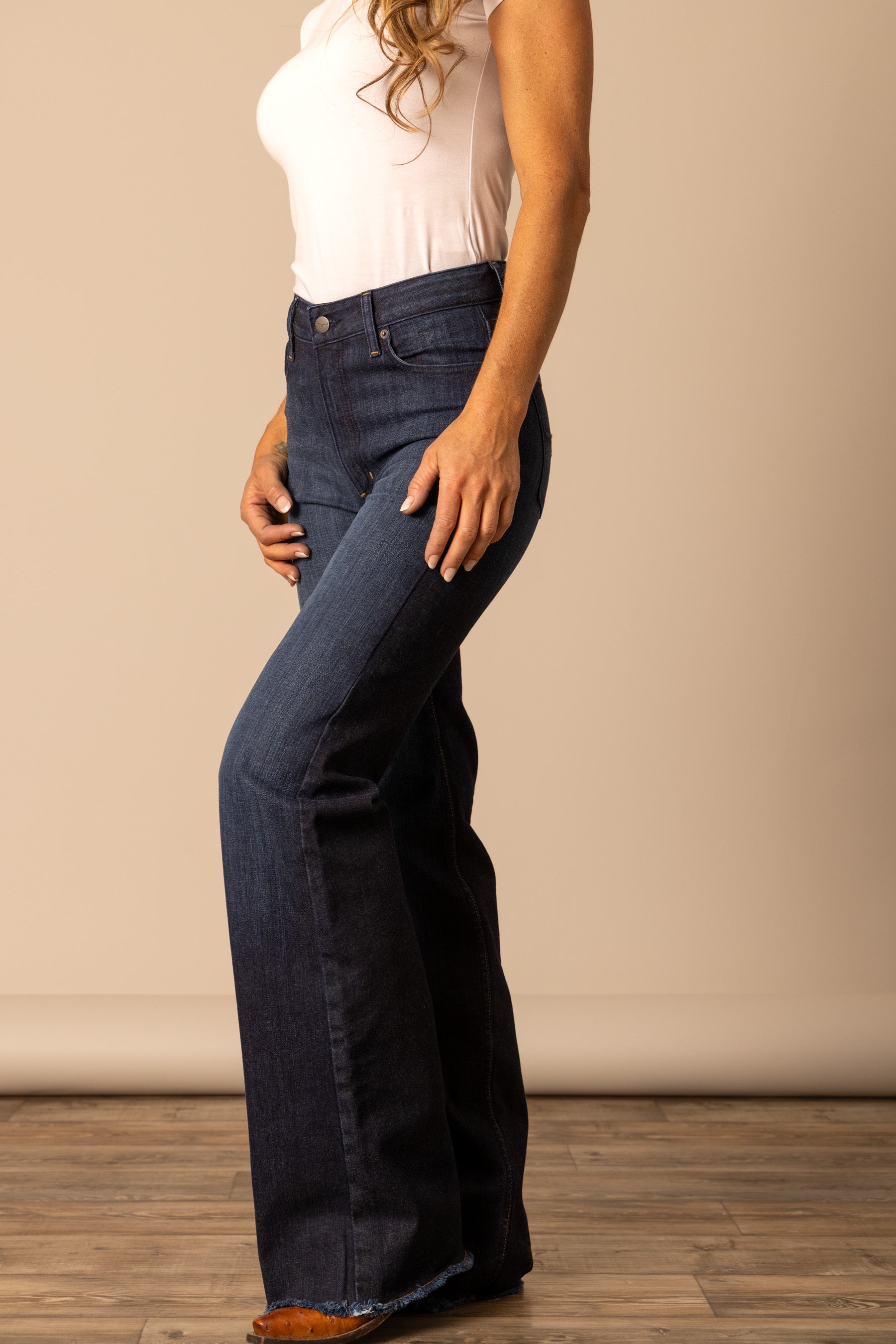 OLIVIA MØRK VASK | TRENDY SLIMFIT DENIM JEANS MED HØY MIJE