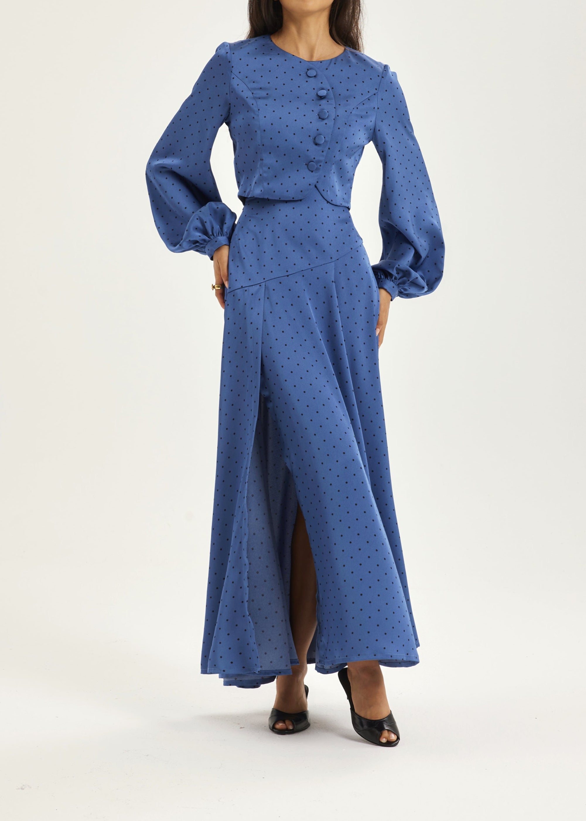 Rhona Polka Dot Blouse | French Blue