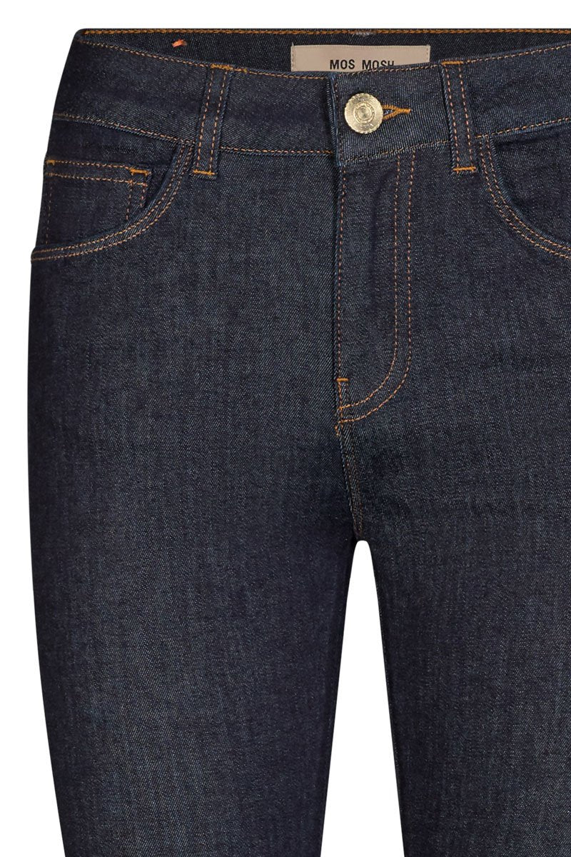 Alli Cover Jeans | Dark Blue | Højttaljet slim fit jeans fra Mos Mosh