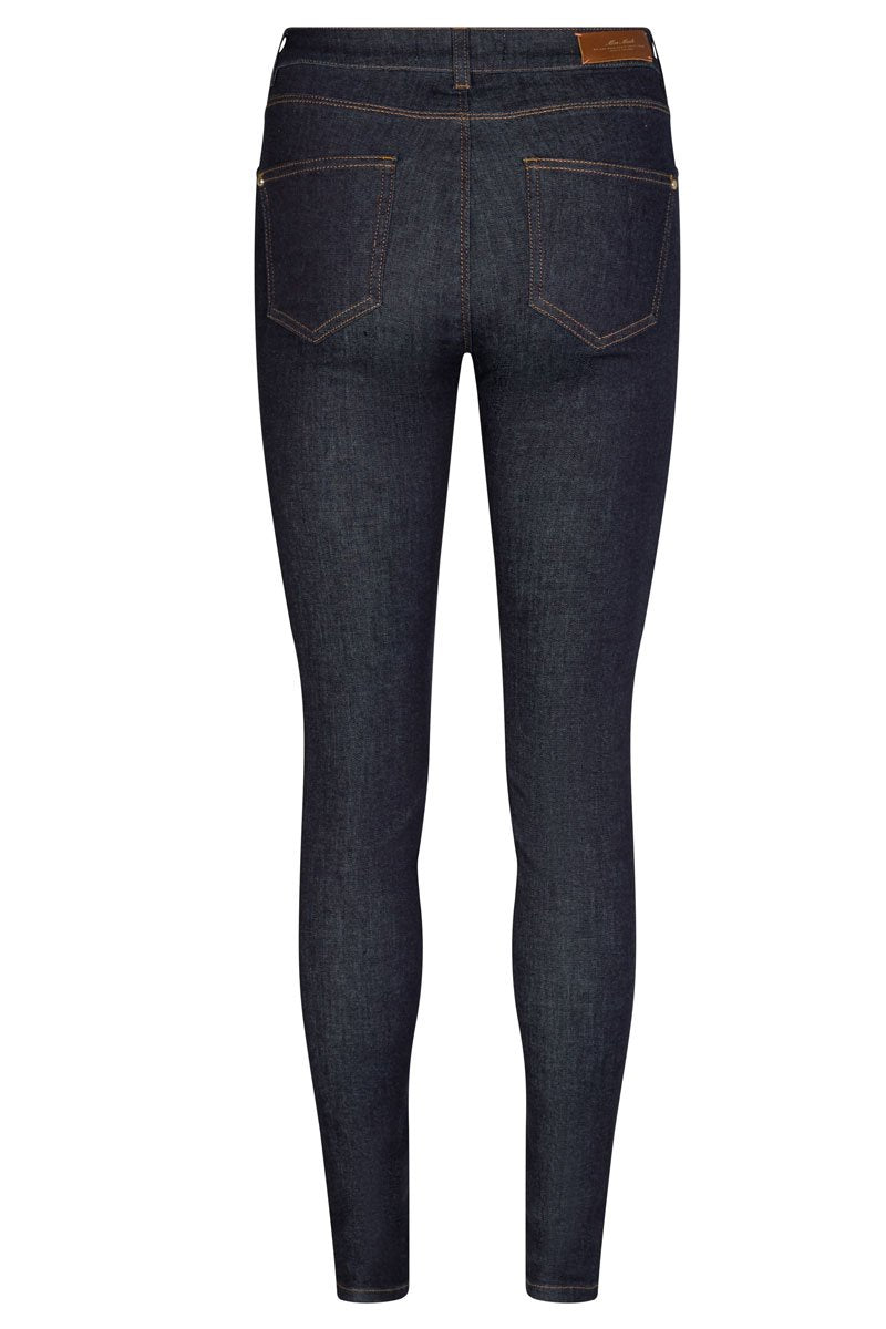 Alli Cover Jeans | Dark Blue | Højttaljet slim fit jeans fra Mos Mosh