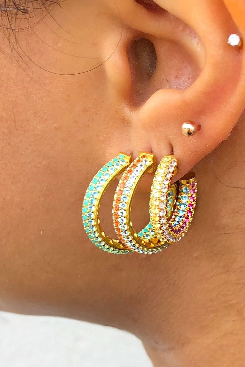 Aimee Crystal | Guld / Orange | Hoops med orange sten fra Pico