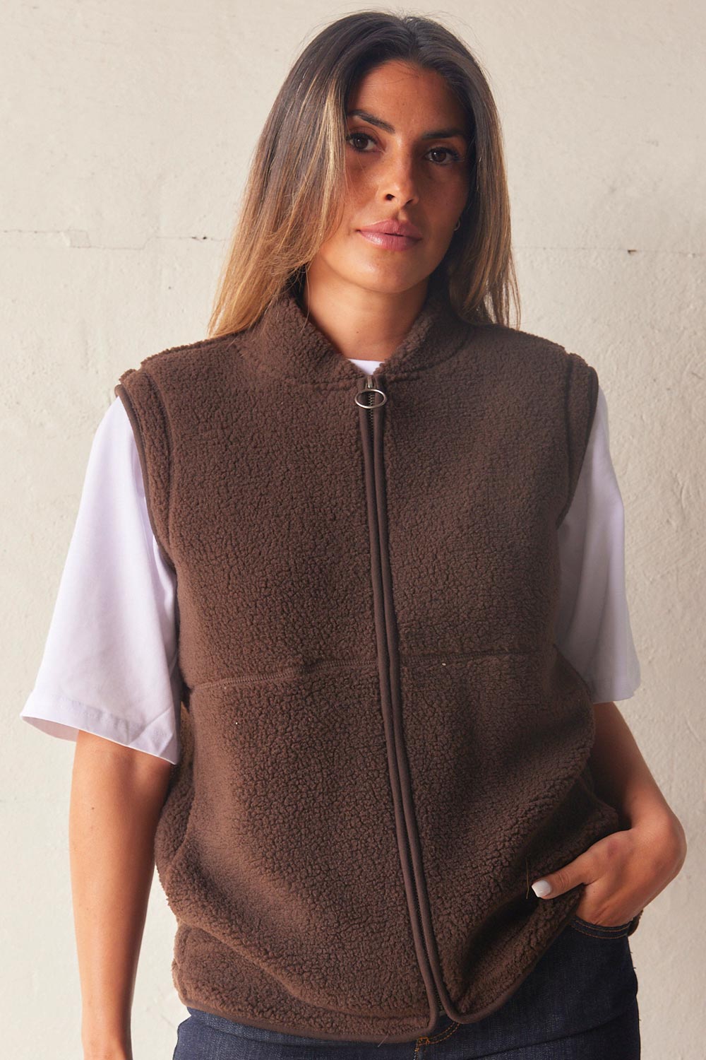Ada Waistcoat | Brun | Teddy vest fra French Laundry