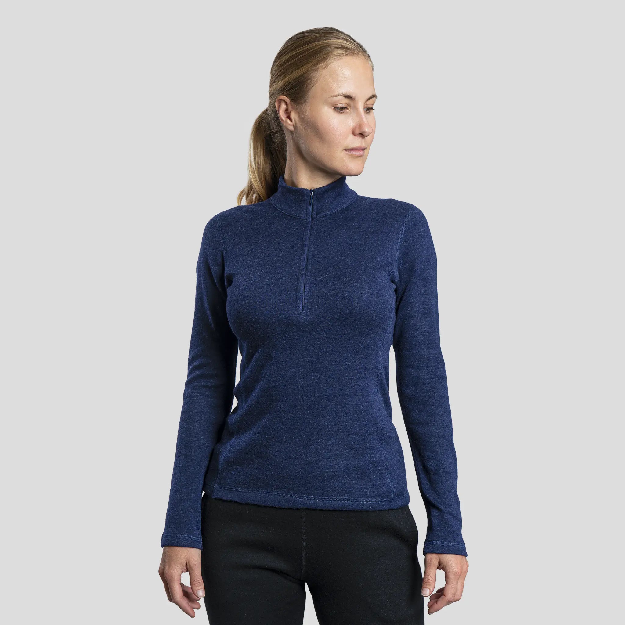 Dame Alpakkaundertrøye i Ull: 300 Lightweight Half-Zip