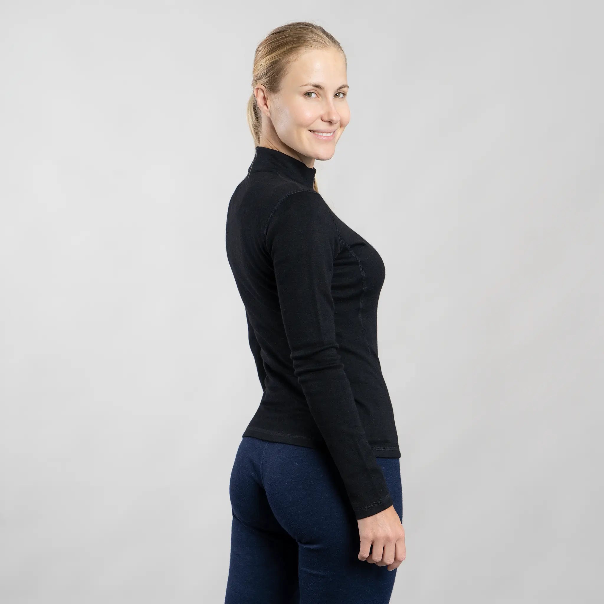 Dame Alpakkaundertrøye i Ull: 300 Lightweight Half-Zip