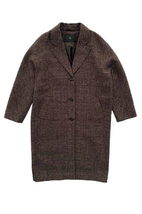 MEDSORT WBLVISTA RUTETE KÅPE – LANG DAMEKÅPE I VINTAGE STIL