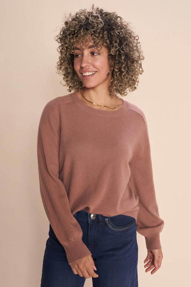 Alicent Cashmere O-Neck Knit | Burlwood | Strik fra Mos Mosh