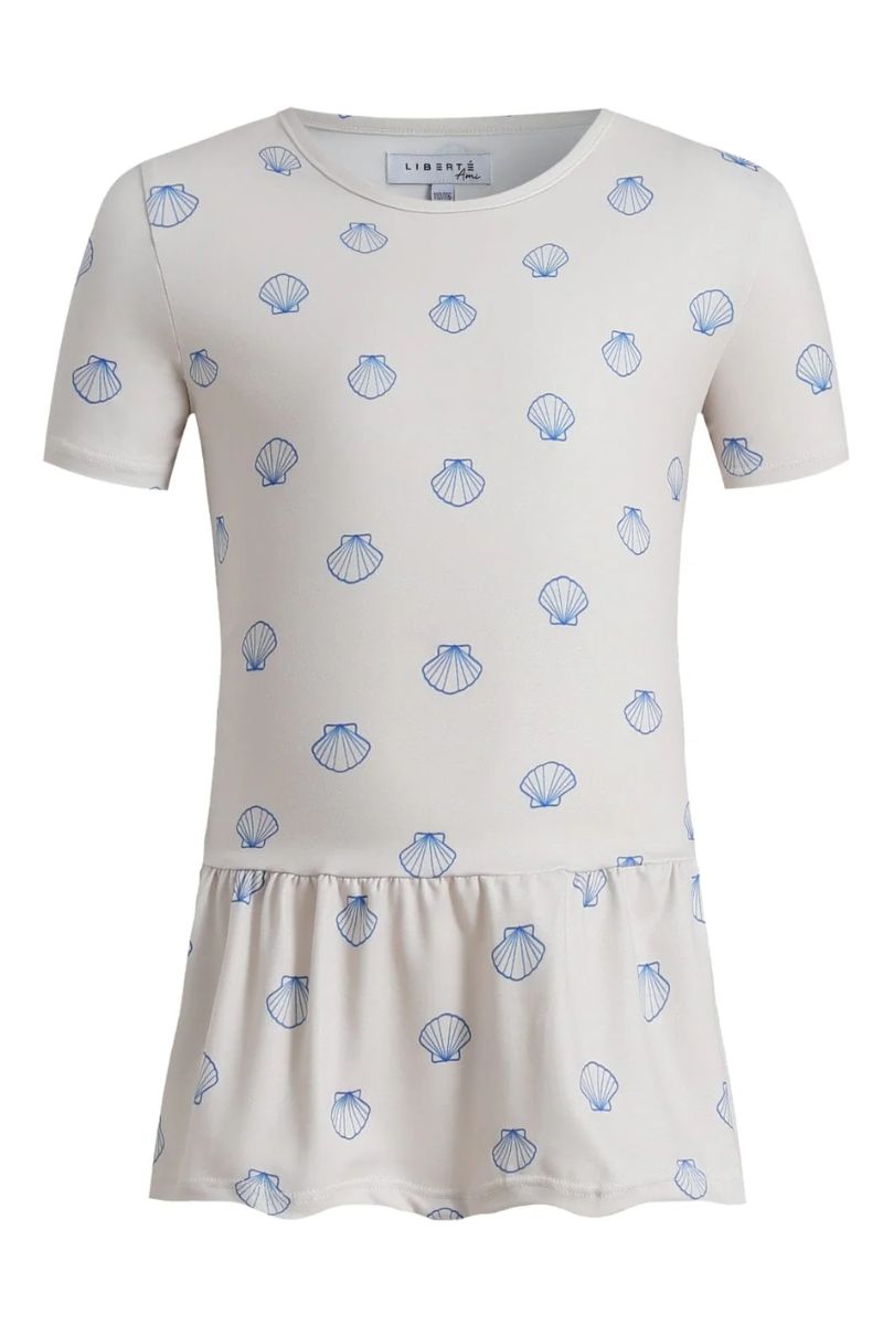 Alma Frill T Shirt (Kids) | Ivory Cobolt Shell | T-Shirt fra Liberté Ami
