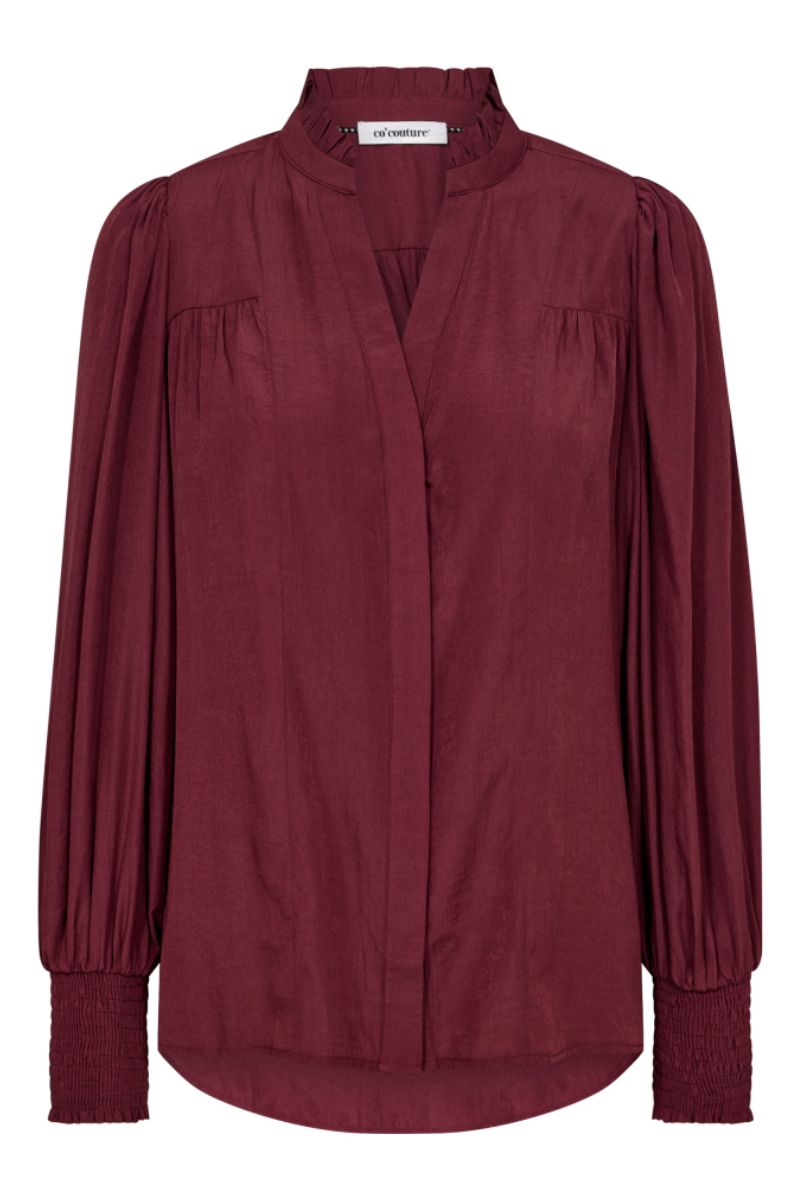 AilaCC Petra V-Shirt | Burgundy | Skjorte fra Co'couture