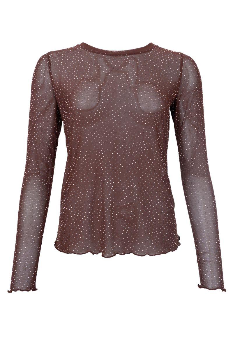 Alexis Tee W/Stones | Coffee | Bluse fra Black Colour