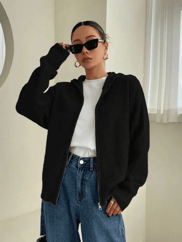 VARME &amp; HVISKER OVERSIZE HØSTKARDIGAN MED HETTE