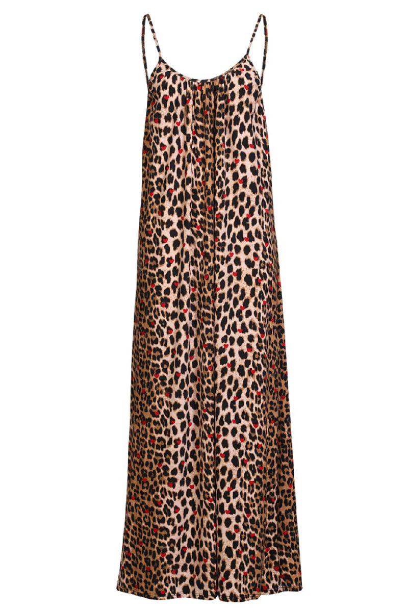 Alma Long Strap Dress | Lux Leo Red Heart | Kjole fra Liberté