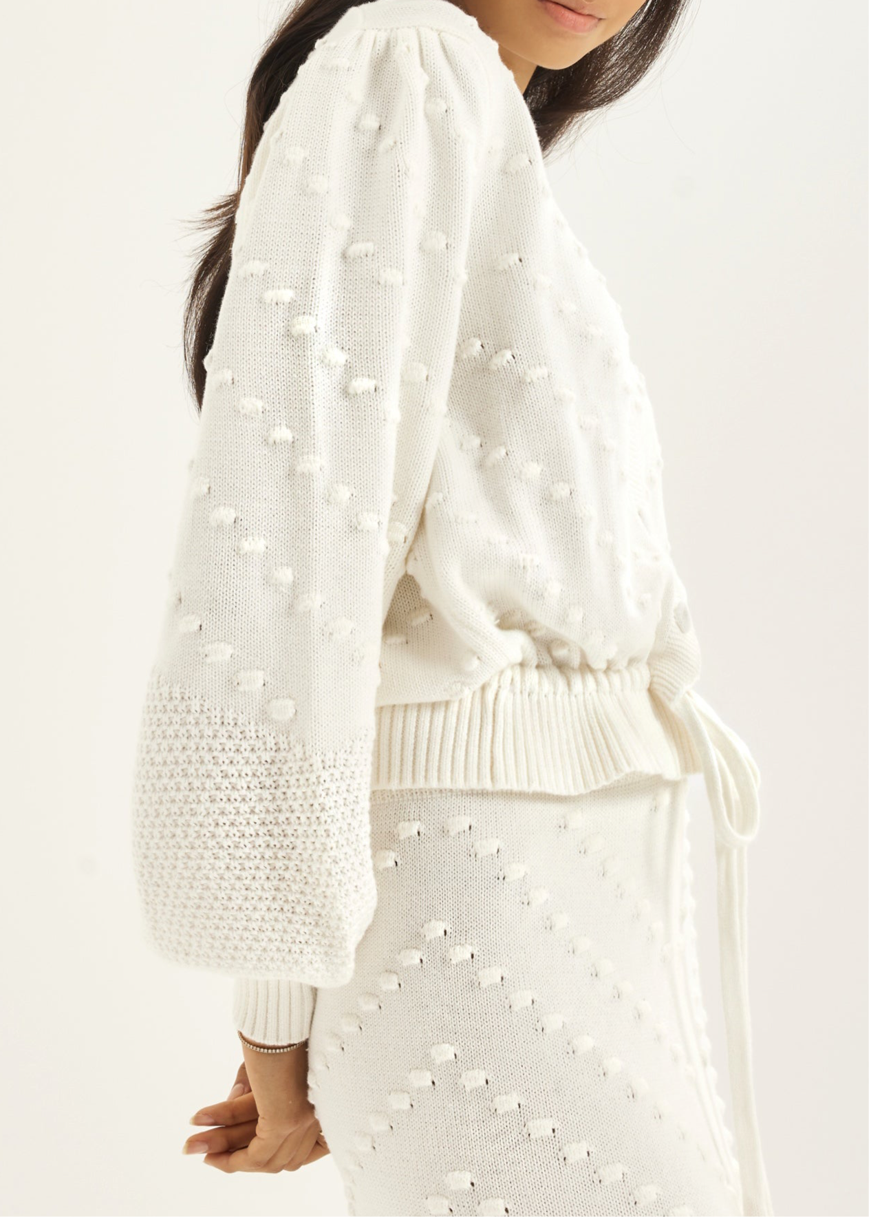Freya Textured Cotton Cardigan | Ivory