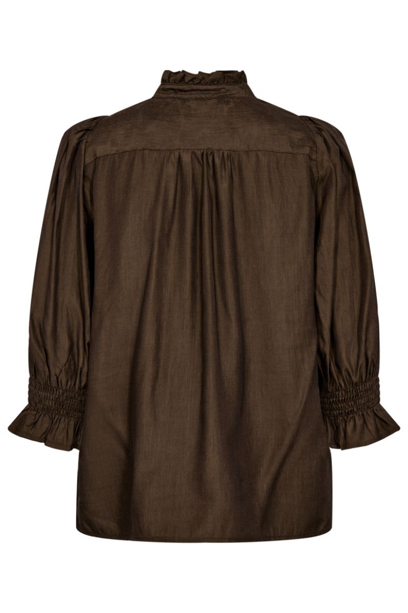 Aila Frill SS V-Blouse 35866 | Mocca | Top fra Co'couture