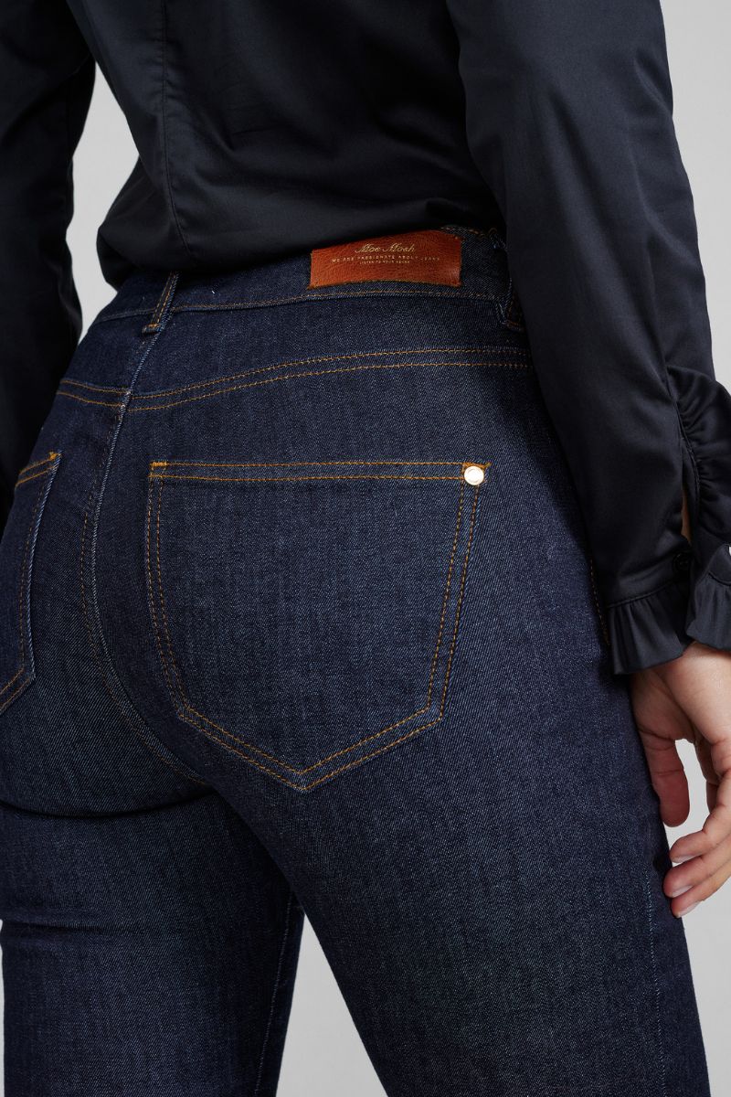 Alli Cover Jeans | Dark Blue | Højttaljet slim fit jeans fra Mos Mosh