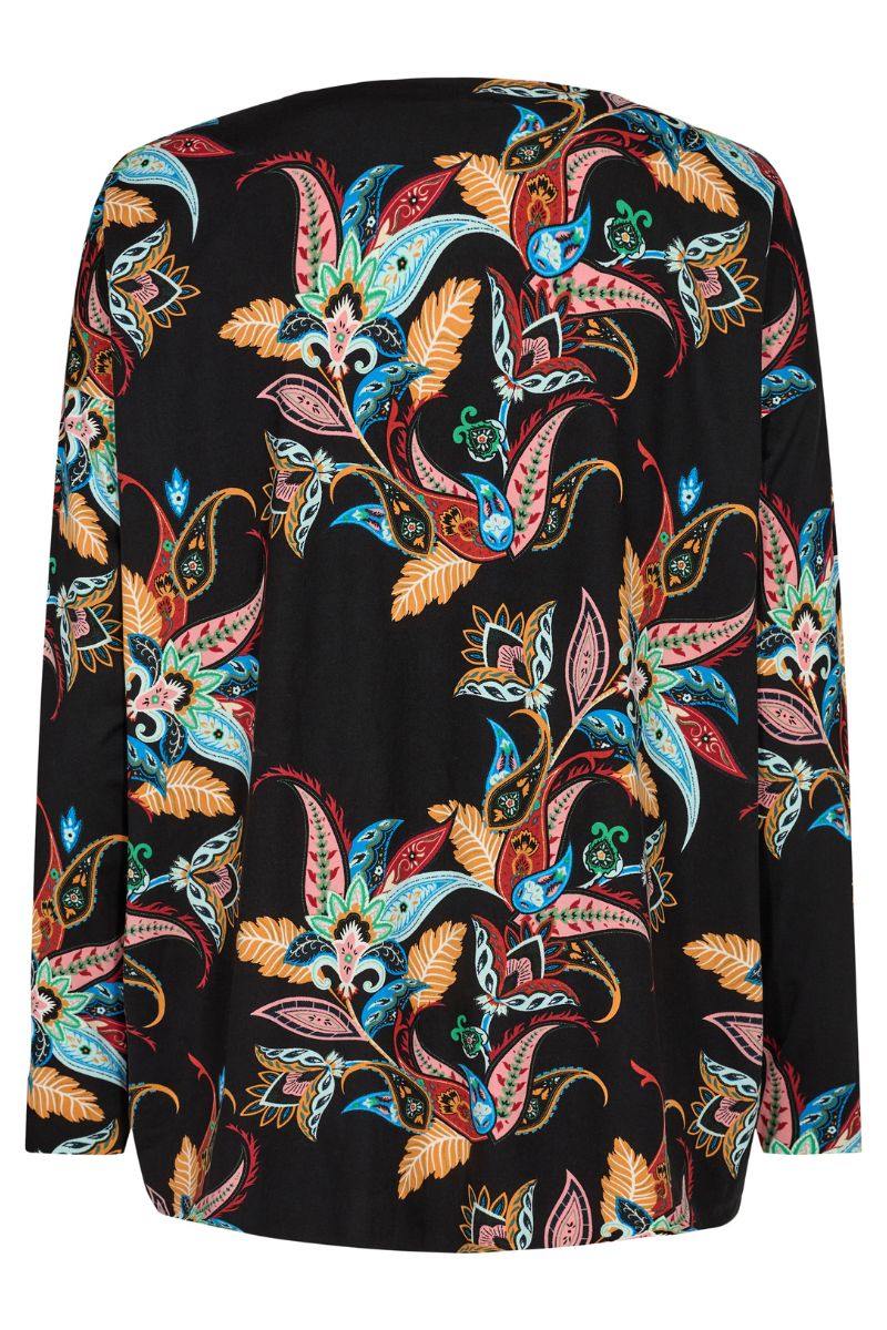 Alma Ls Top | Black Multicolor Paisley | Bluse fra Liberté
