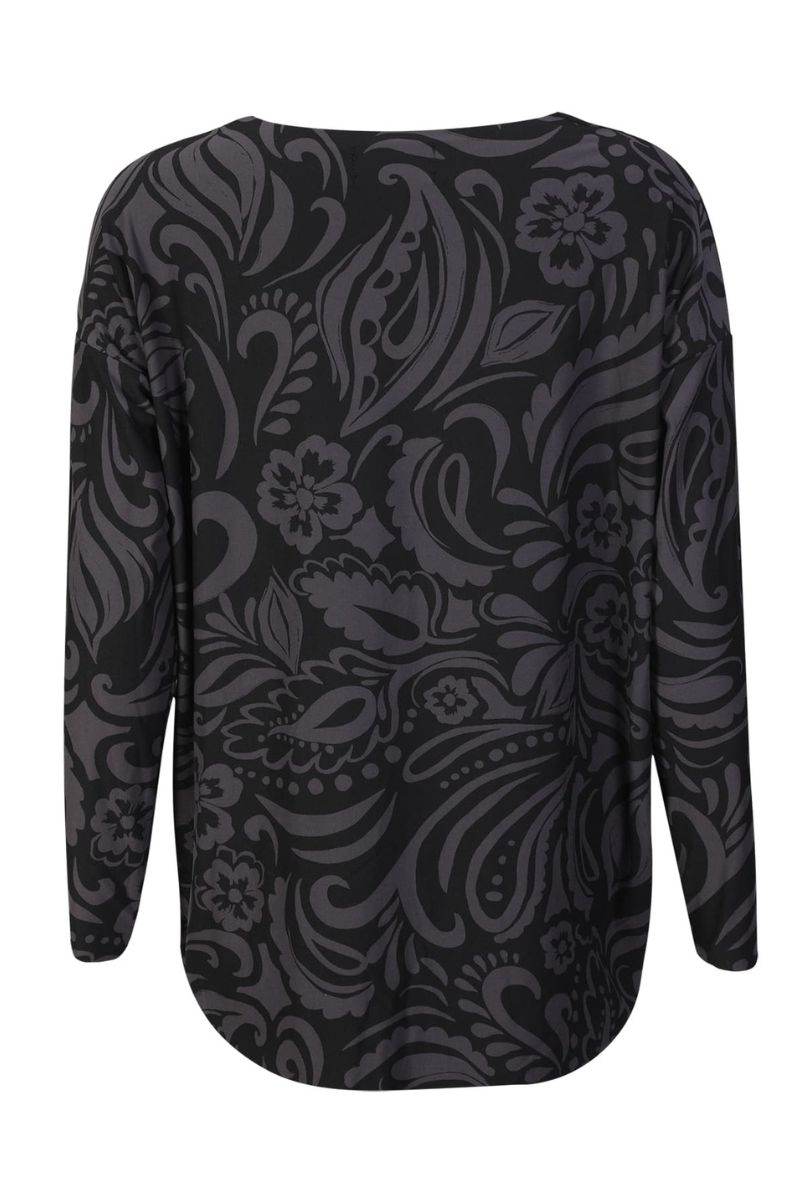 Alma Ls Top | Dark Grey Black Tia | Bluse fra Liberté