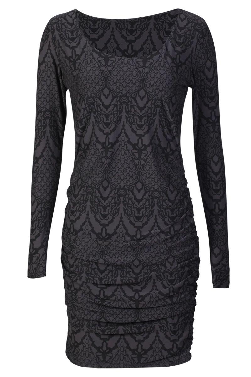 Alma Ls Turn Dress | Dark Grey Lala | Kjole fra Liberté