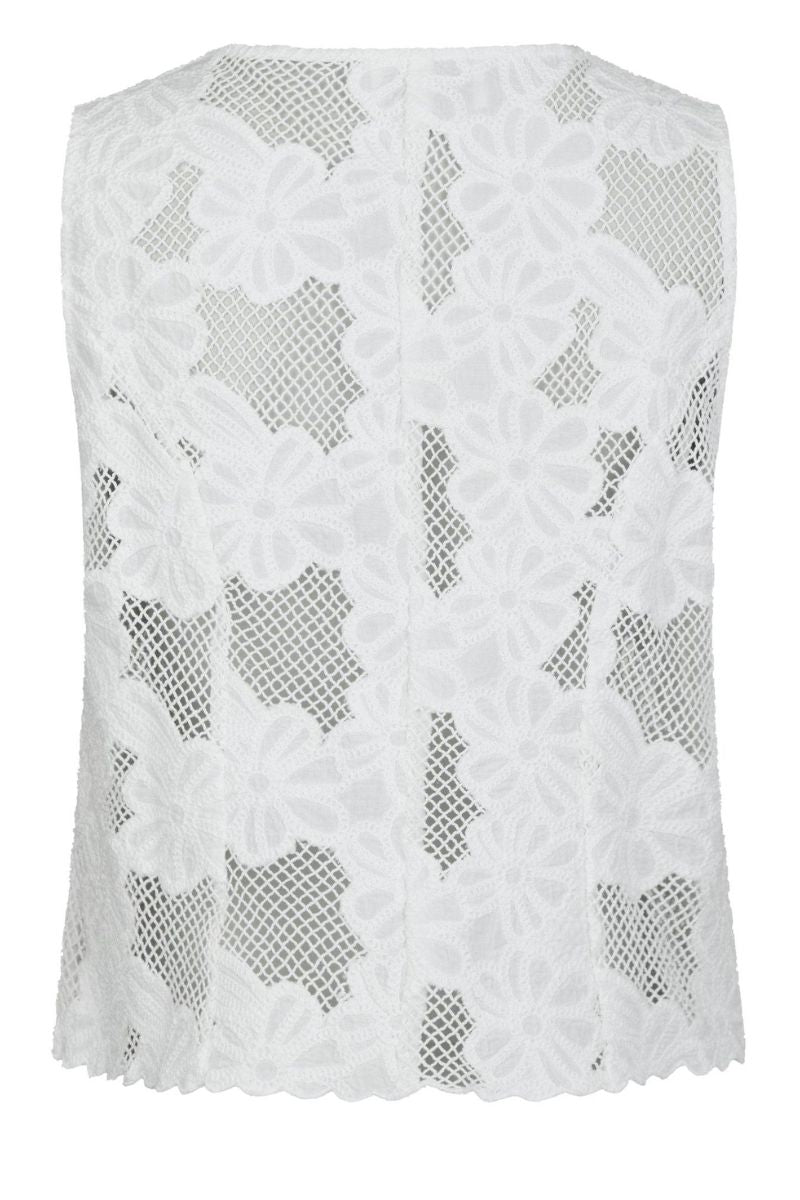 Alboa Embroidery Top | Off White | Bluse fra Neo Noir