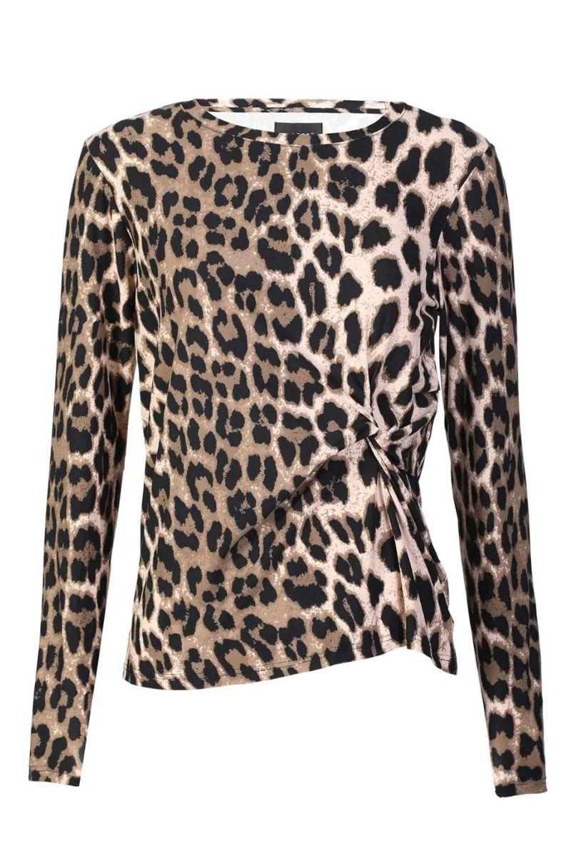 Alma Ls Twist Tshirt | Big Lux Leo Fossil | T-shirt fra Liberté