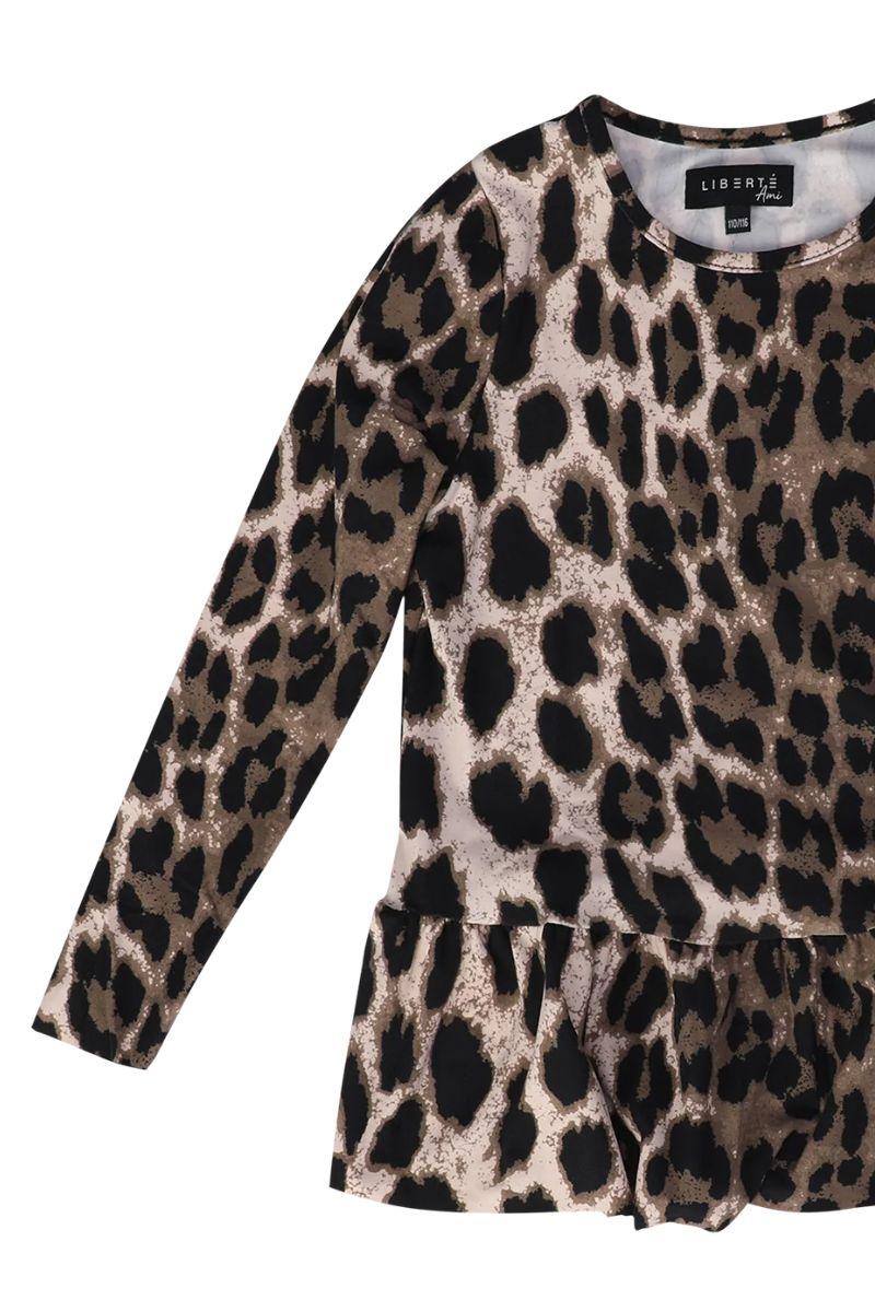 Alma Ls Frill Tshirt (Kids) | Big Lux Leo Fossil | T-Shirt fra Liberté Ami