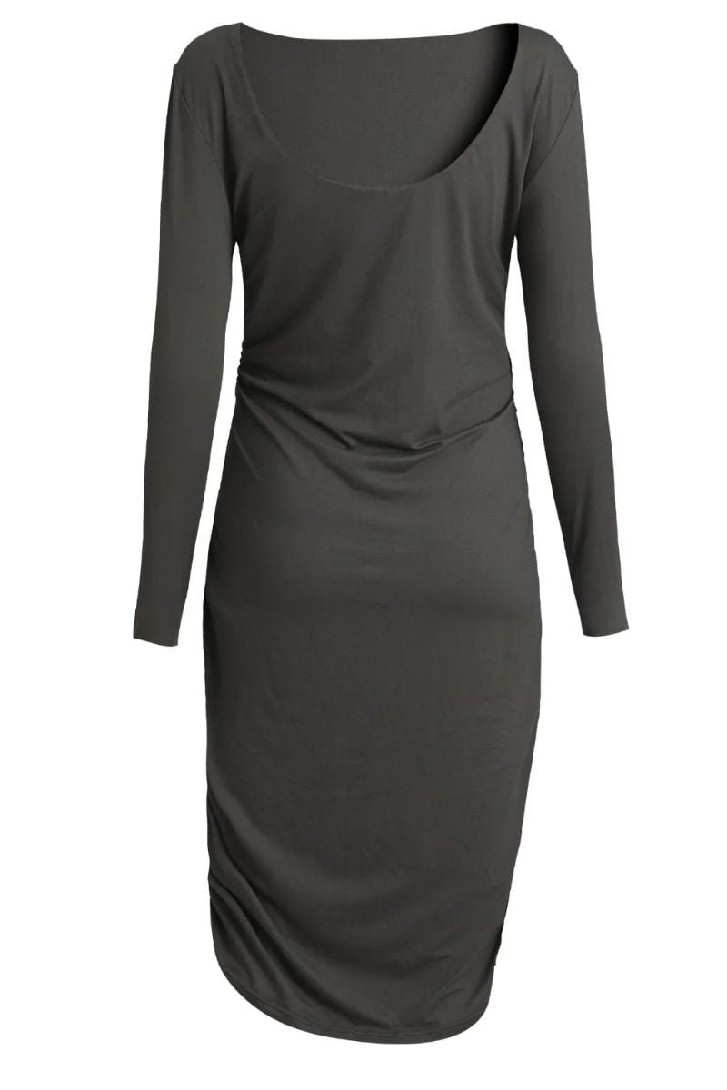 Alma Ls Turn Dress | Dark Grey | Kjole fra Liberté