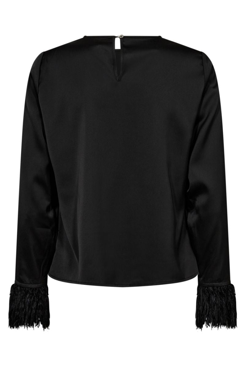 Adna Drape Feather Blouse 35665 | Black | Bluse fra Co'couture