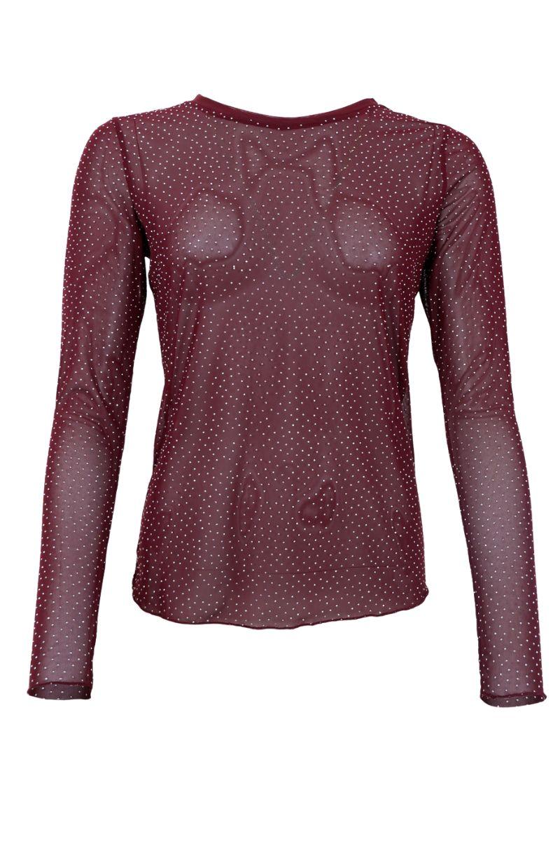 Alexis Tee W/Stones | Plum | Bluse fra Black Colour