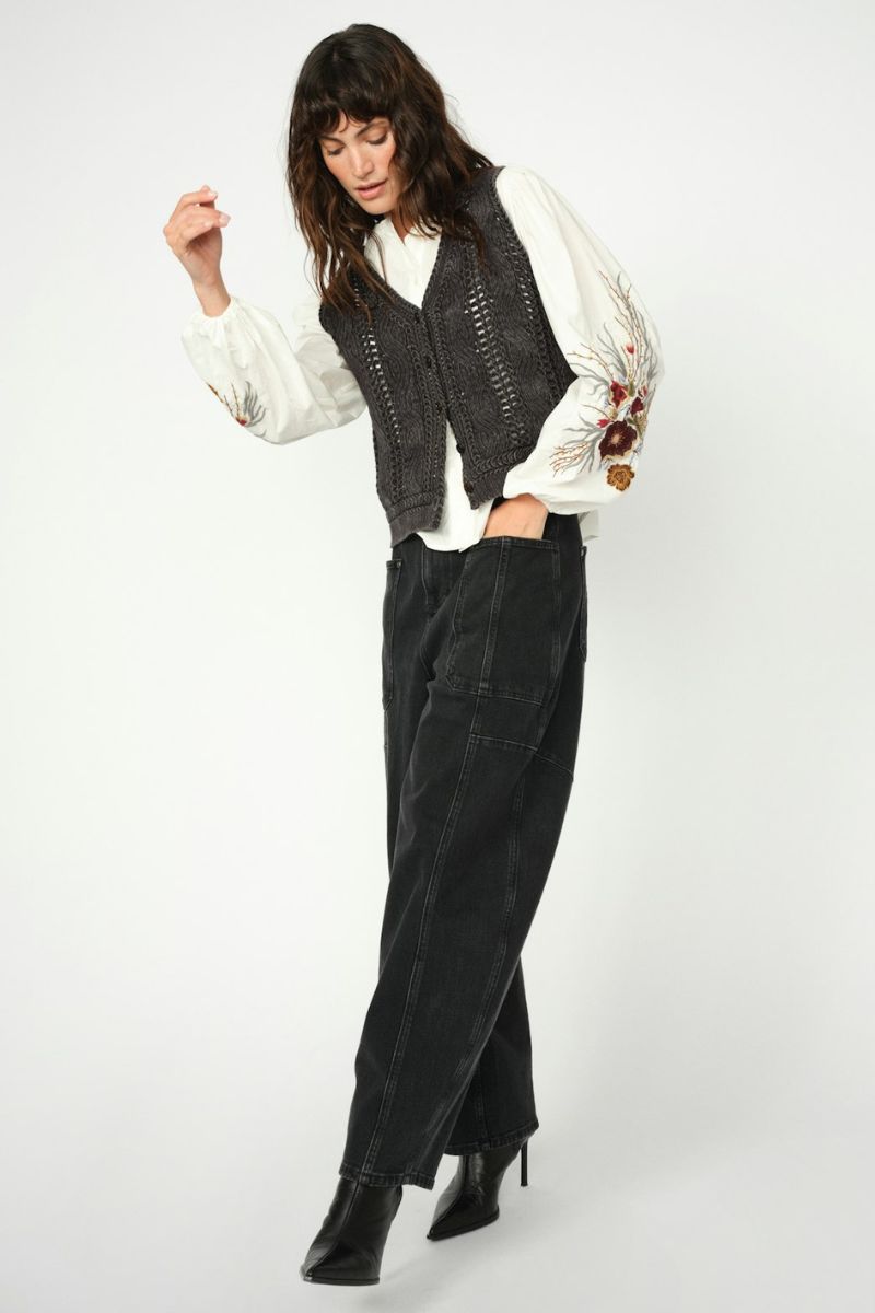 Albanju Knit Lace Vest | Phantom | Strik fra Mos Mosh