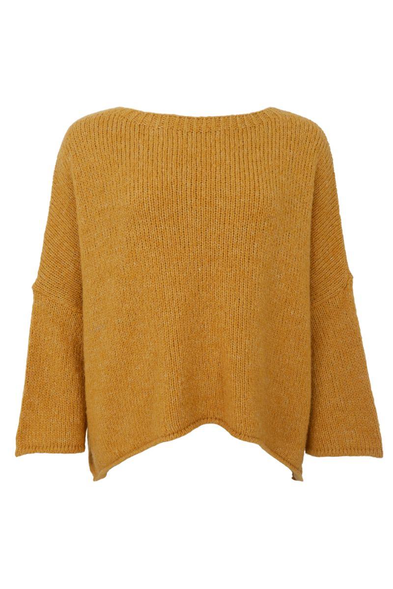 Alessia Knit Jumper | Curry | Strikket Top fra Black Colour