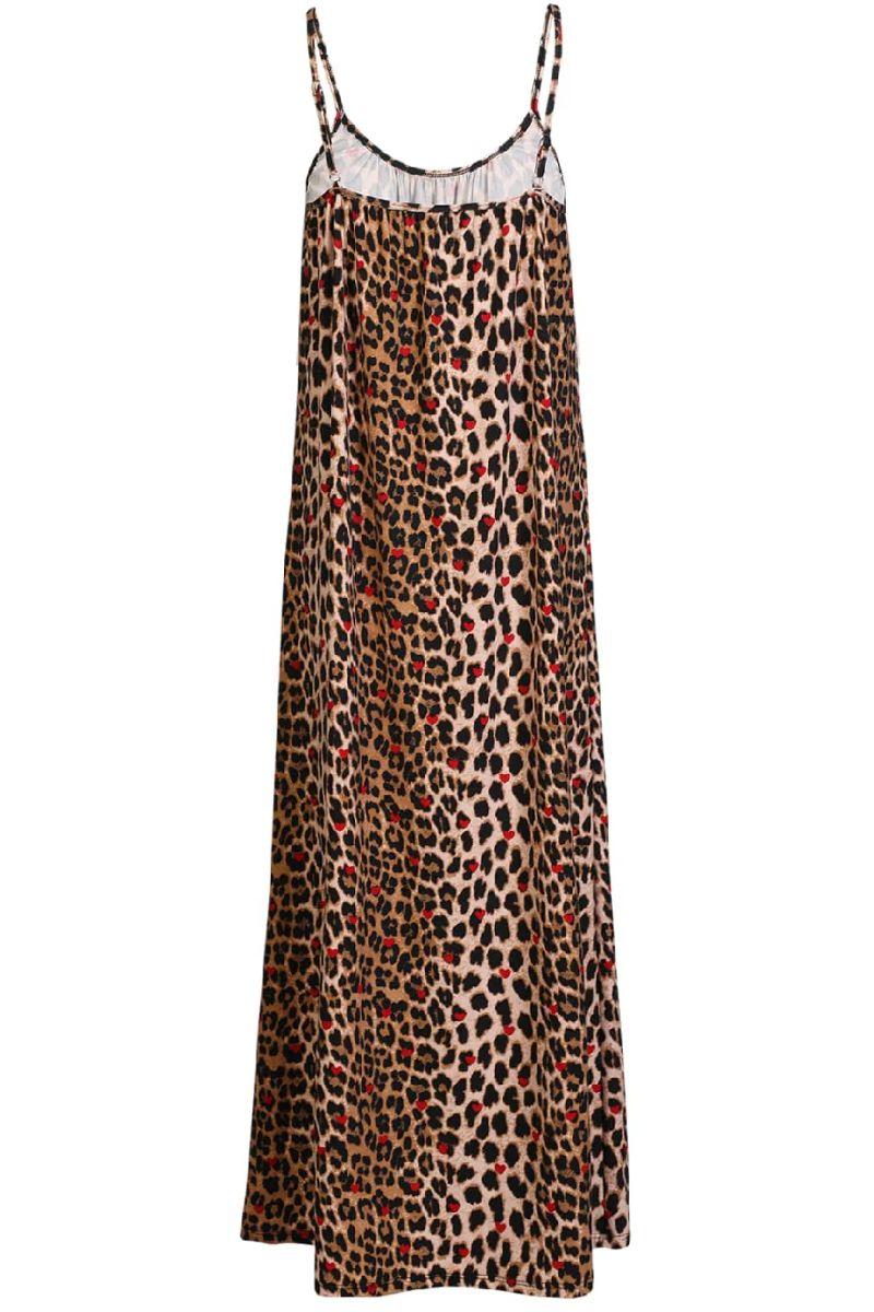 Alma Long Strap Dress | Lux Leo Red Heart | Kjole fra Liberté