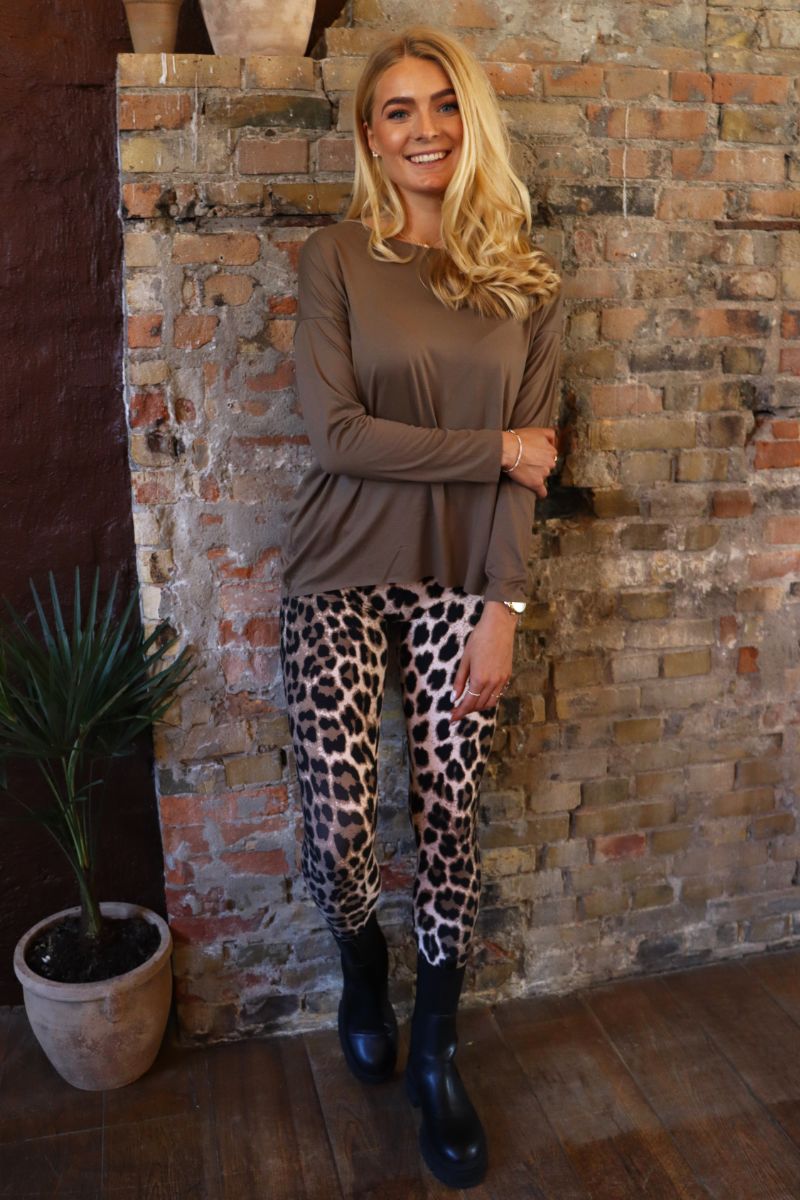 Alma Legging | Big Lux Leo Fossil | Leggings fra Liberté