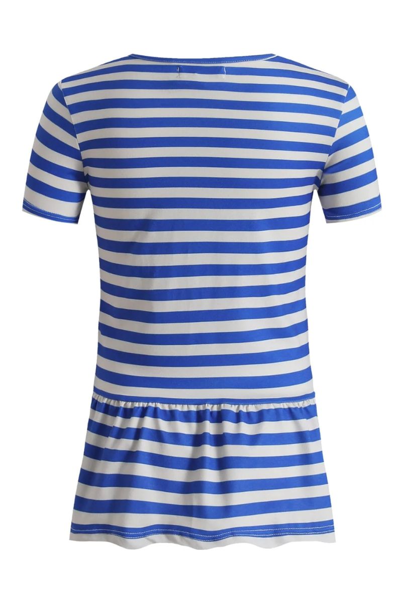 Alma Frill T Shirt (Kids) | Stripe Ivory Cobolt | T-Shirt fra Liberté Ami