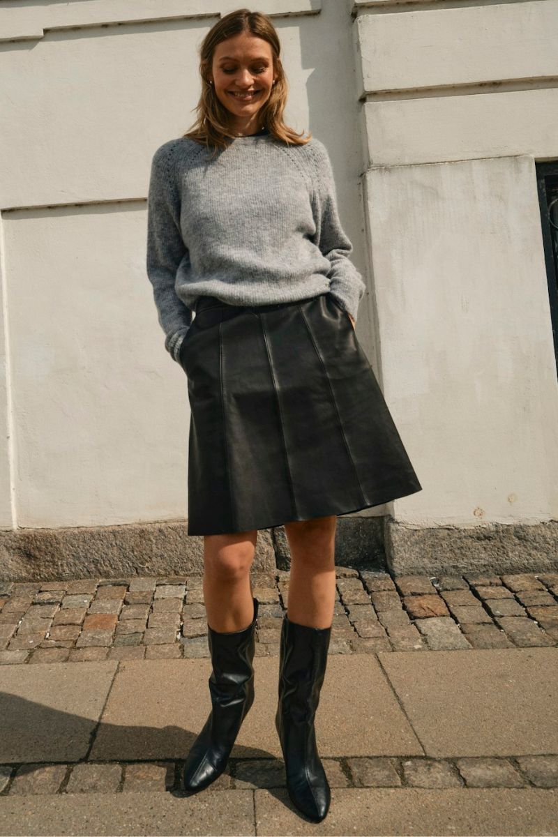 Adalyn Leather Skirt | Black | Nederdel fra Mos Mosh