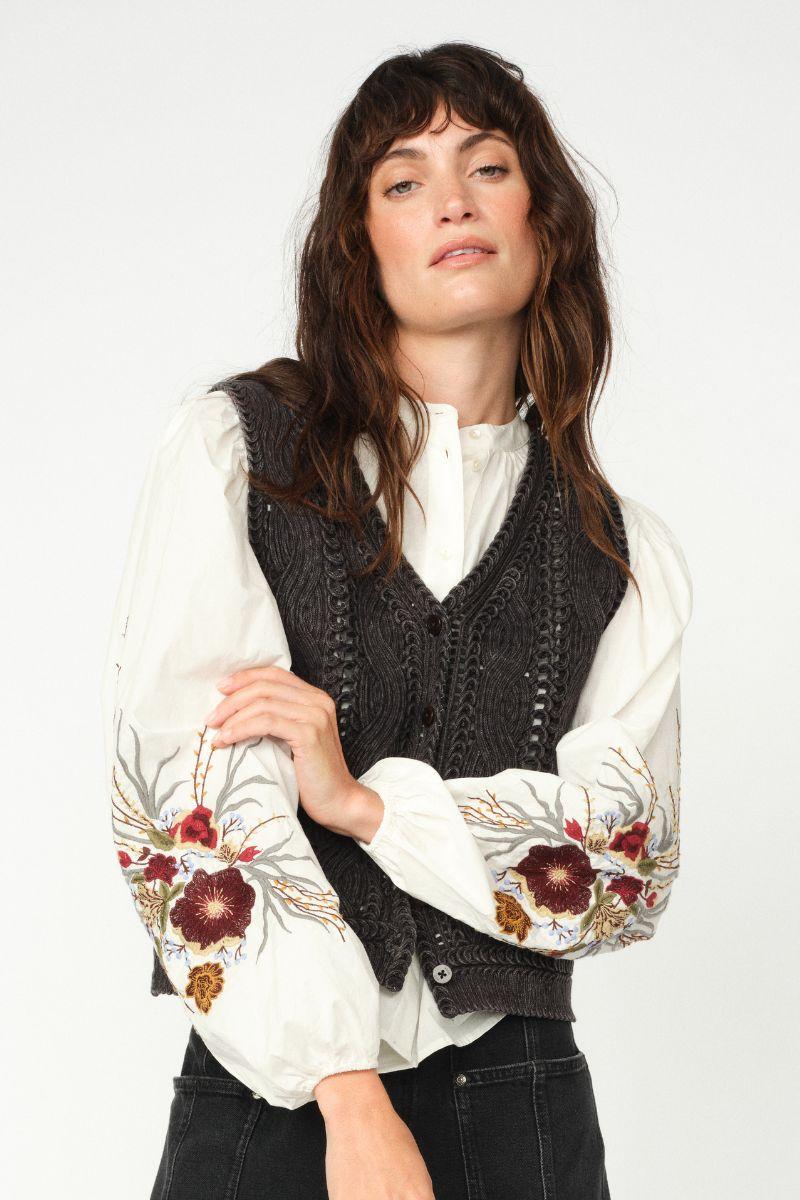 Albanju Knit Lace Vest | Phantom | Strik fra Mos Mosh