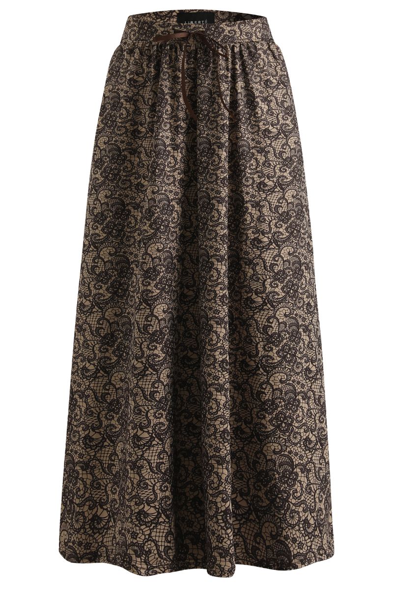 Alma Loose Skirt | Mocca Brown Lace | Nederdel fra Liberté