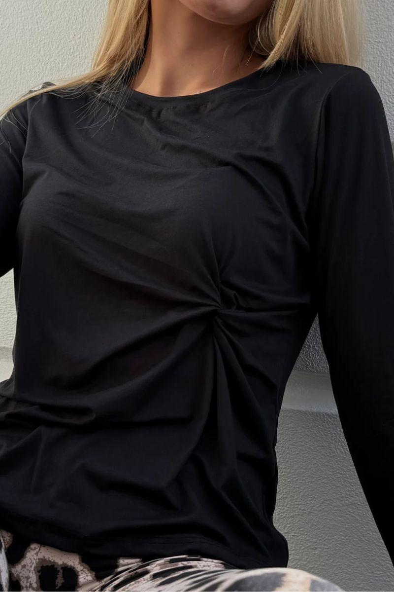 Alma Ls Twist Tshirt | Black | T-Shirt fra Liberté