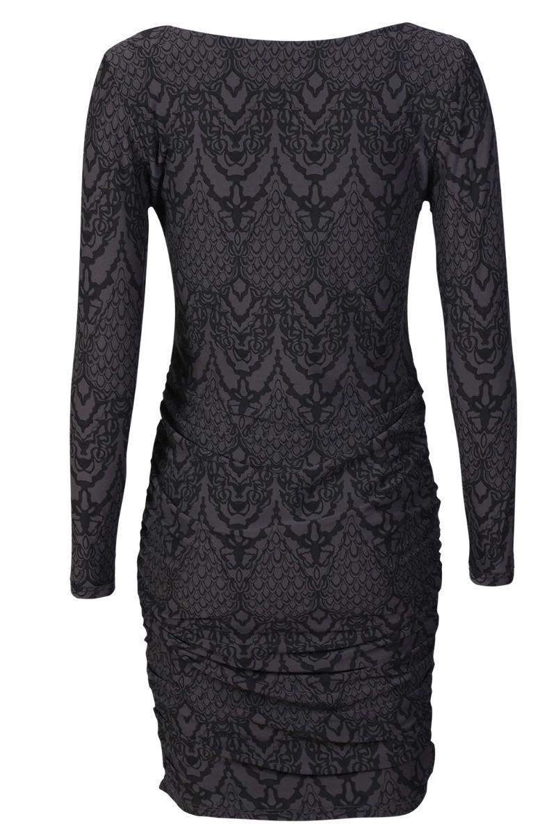 Alma Ls Turn Dress | Dark Grey Lala | Kjole fra Liberté