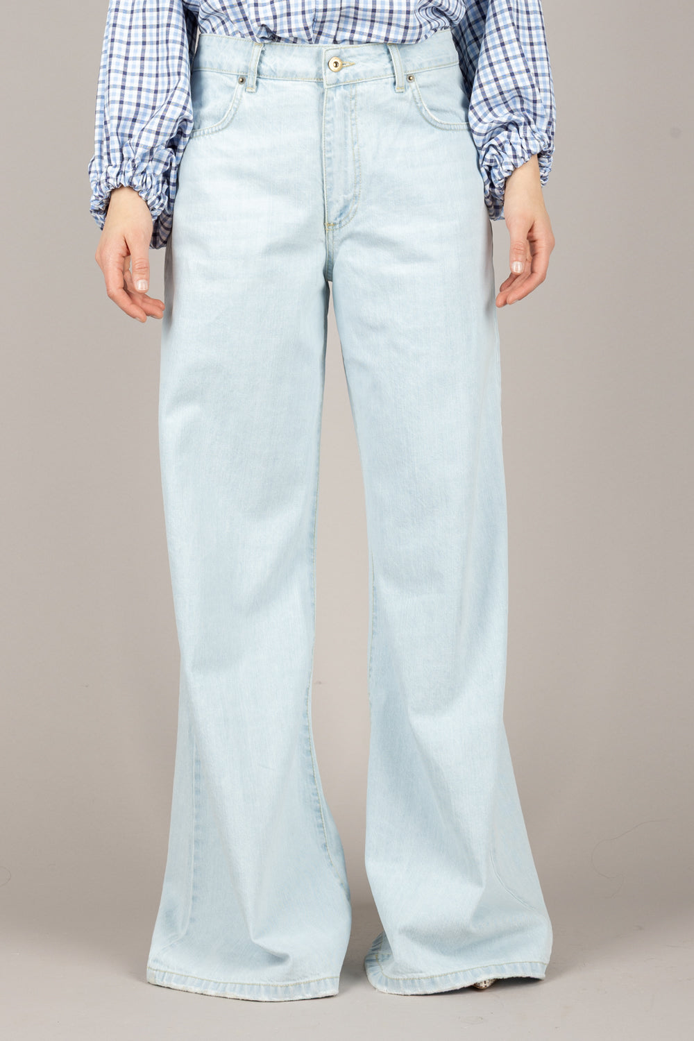 GINEVRA SPRING PALAZZO JEANS – LYS BLÅ | TRENDY DENIM MED BREDBEN HØYMIJE