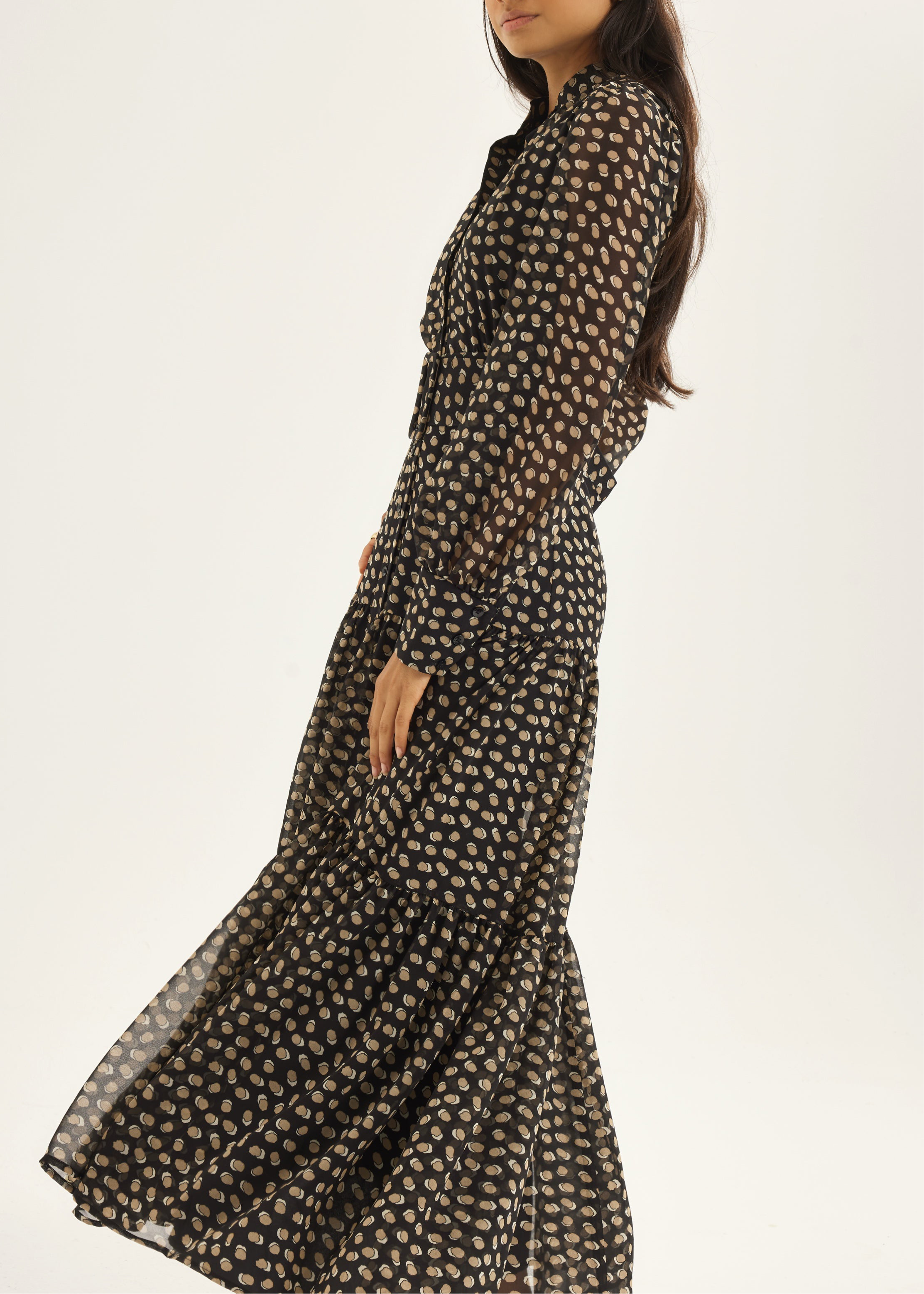 Willow Printed Belted Maxi Dress | Beige/Black