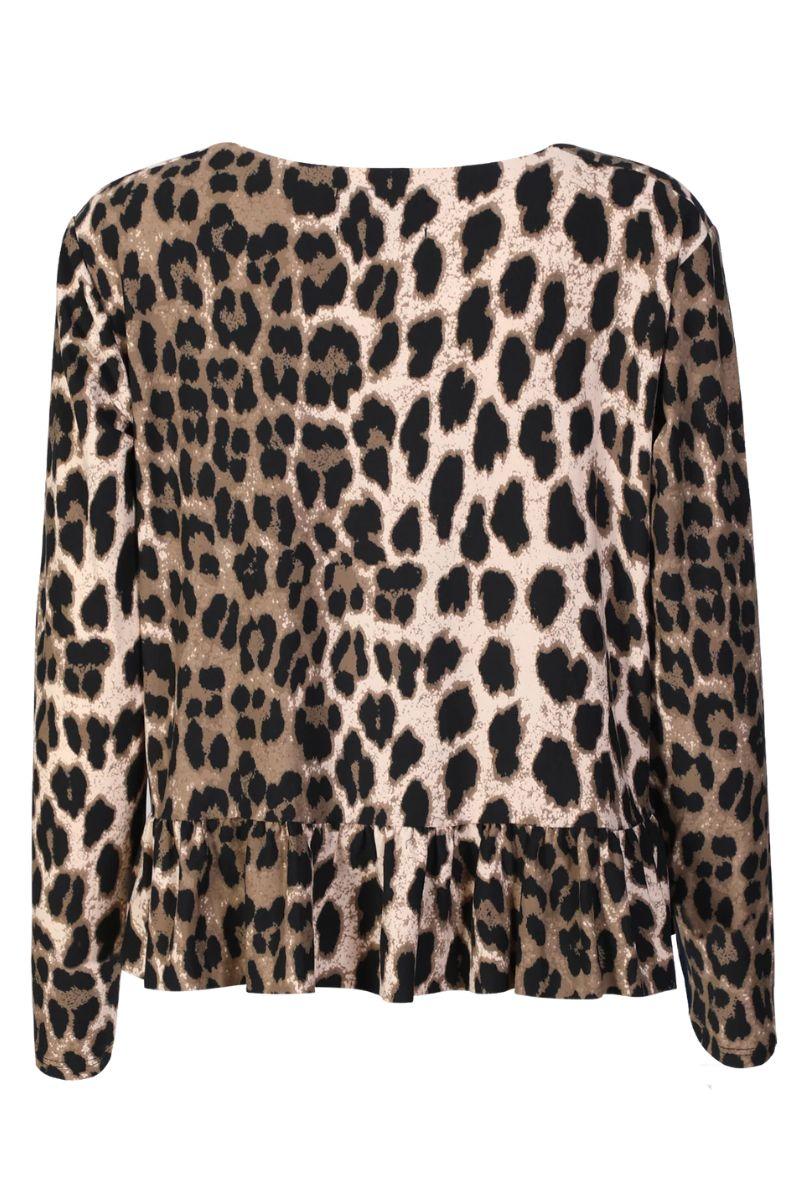 Alma Ls Frill T Shirt | Big Lux Leo Fossil | T-Shirt fra Liberté