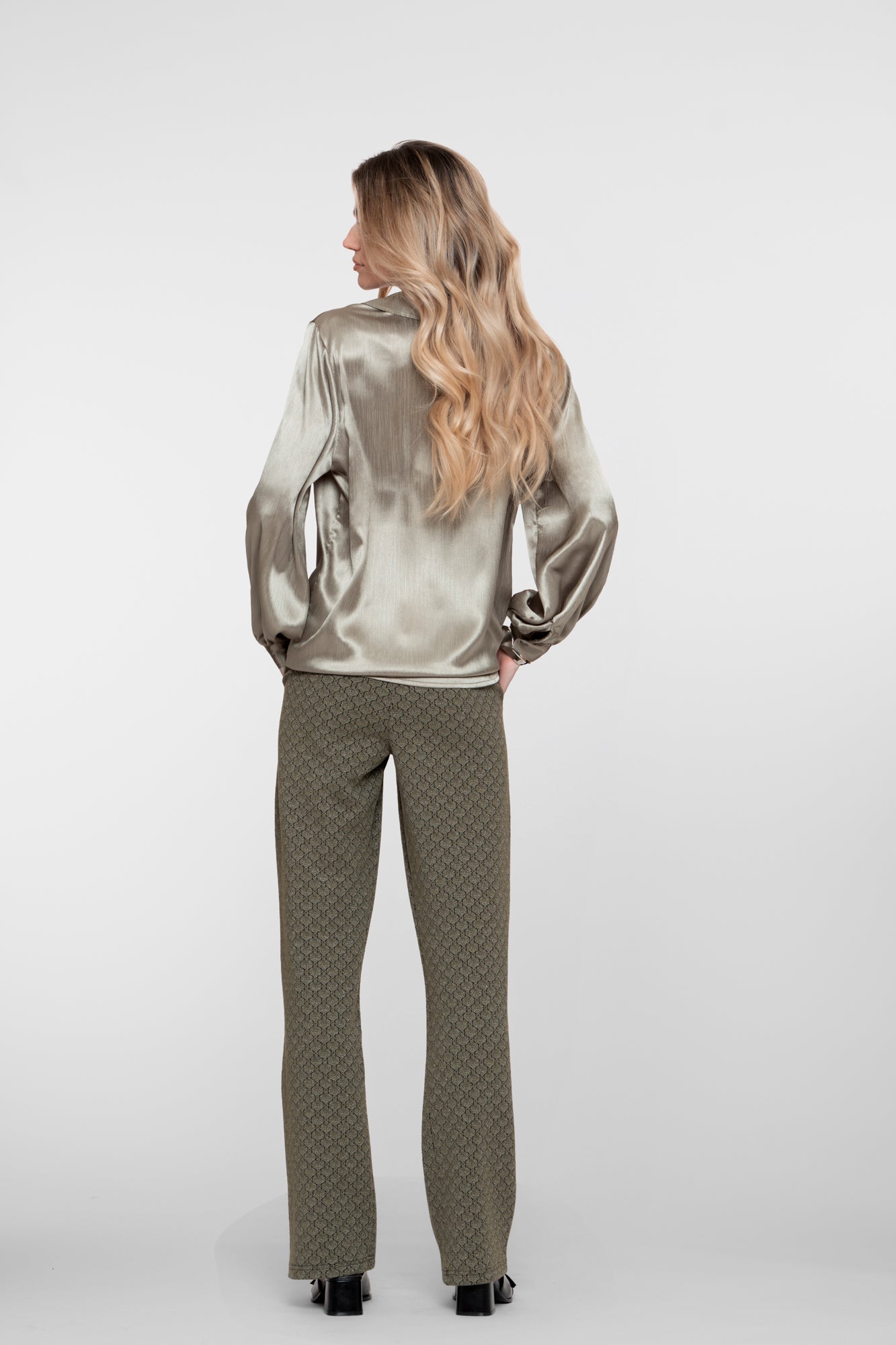 Geisha dametreningsbukse med jacquardmønster | trendy oversize chic loungebukse