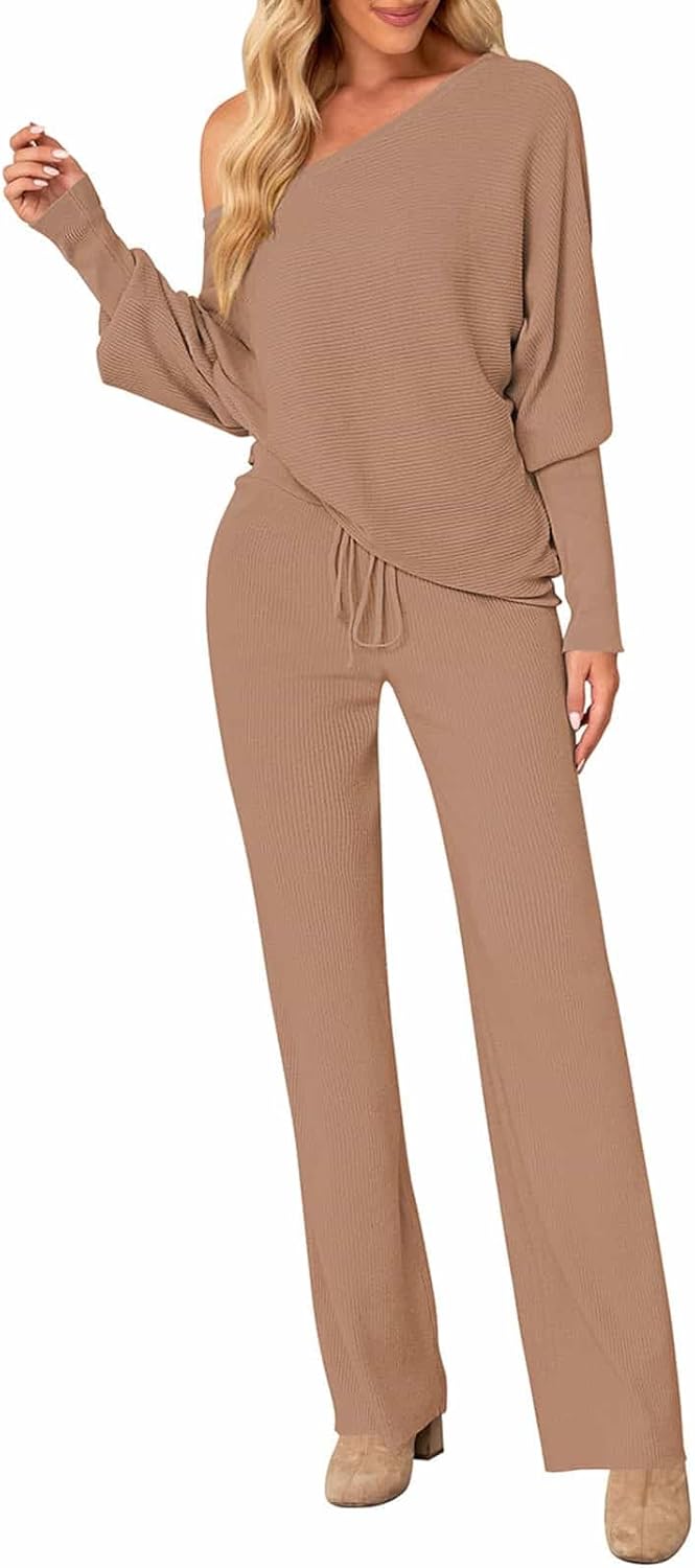 STRIKKESETT FOR DAME – HØY HALS GENSER &amp; VIDE BUKSER | TRENDY LONGWEAR KOMFORTABELT MUST-HA