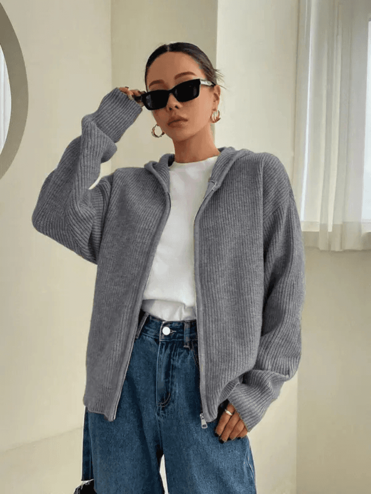 VARME &amp; HVISKER OVERSIZE HØSTKARDIGAN MED HETTE