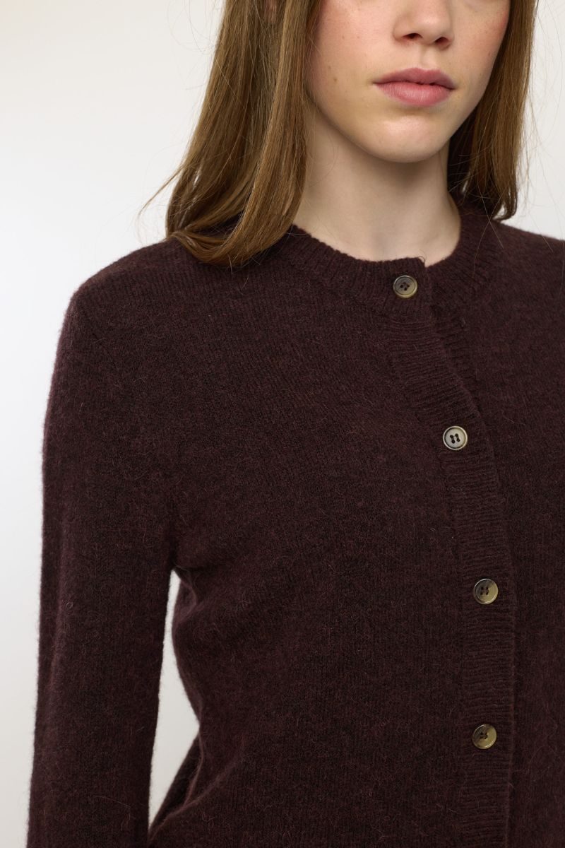 Allison O-Neck Cardigan Knit | Chocolate Plum Mel. | Cardigan fra Soft Rebels